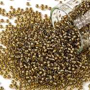 TOHO Round Seed Beads, Japanese Seed Beads, (279) Inside Color AB Light Topaz/Gray Lined, 11/0, 2.2mm, Hole: 0.8mm, about 1110pcs/bottle, 10g/bottle(SEED-JPTR11-0279)