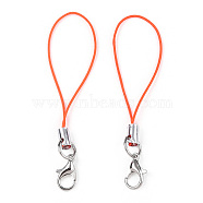 Polyester Cord Mobile Straps, with Platinum Plated Alloy Findings, Coral, 6.5~7cm(X-MOBA-R002-10)