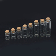 Glass Jar Glass Bottles Bead Containers, with Cork Stopper, Wishing Bottle, Clear, 80x22mm, Hole: 12.5mm, Capacity: 20ml(AJEW-R068-22x80-04)