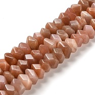 Natural Sunstone Beads Strands, Faceted, Nuggets, 10~11x8~10x7~8mm, Hole: 1mm, about 22~23pcs/strand, 7.09~7.48''(18~19cm)(G-N327-05-12)