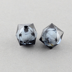 Transparent Acrylic Beads, Bead in Bead, Faceted Cube, Gray, 20x19x19mm, Hole: 3mm, about 120pcs/500g(TACR-S112-20mm-21)