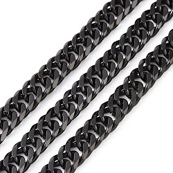 304 Stainless Steel Cuban Link Chains,  Unwelded, Electrophoresis Black, 8x6x2mm(CHS-P007-31EB)