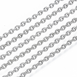 3.28 Feet 304 Stainless Steel Chains, Cable Chains, Link Chains, Textured, Stainless Steel Color, 2.5x2x0.3mm(X-CHS-S001-12A-P)