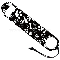 201 Stainless Steel Bottle Opener, with PU Leather Cord, Rectangle, Paw Print, 178x38x2mm(AJEW-WH0393-029)