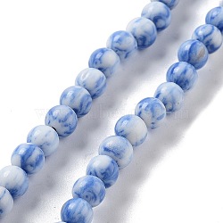 Handmade Lampwork Beads, Round, Cornflower Blue, 7x6.5mm, Hole: 1.5mm, about 103pcs/strand, 25.71''(65.3cm)(LAMP-Z008-03B)