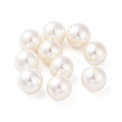 Shell Pearl Half Drilled Beads, Round, White, 12mm, Hole: 1mm(BSHE-G016-12mm-09)