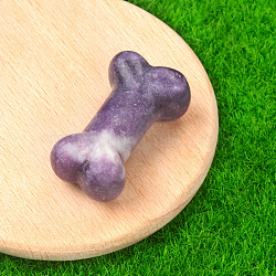 Natural Lepidolite Carved Healing Bone Figurines, Reiki Energy Stone Display Decorations, 34x20x10~14mm(PW-WG39010-02)