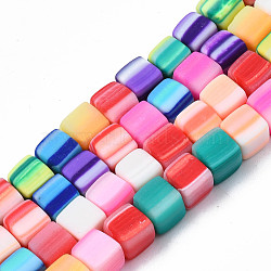 Handmade Polymer Clay Beads Strands,  Cube, Colorful, 6~6.5x6~6.5x6~6.5mm, Hole: 1.4mm, about 61pcs/strand, 15.75 inch~15.94 inch(40.5cm)(CLAY-N008-060-05)