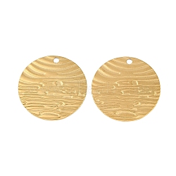 Ion Plating(IP) 304 Stainless Steel Pendants, Flat Round Charm, Real 18K Gold Plated, 30.5x1mm, Hole: 2.3mm(STAS-C106-07G)