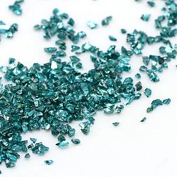 Piezo Glass Beads, No Hole Beads, Chip, Dark Cyan, 1.5~2x1.5~2mm, about 440~450g/bag(PIEG-R001-D07)