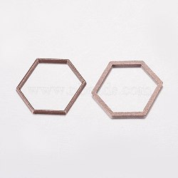 Alloy Linking Rings, Hexagon, Red Copper, 18x20x1mm(PALLOY-E446-06B-R)