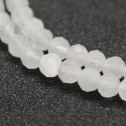 Natural Rainbow Moonstone Beads Strands, Faceted, Round, 4x3.5~4mm, Hole: 0.4mm, about 97~110pcs/strand, 15~16 inch(40~40.7cm)(G-F596-14-4mm)