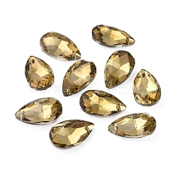 Faceted Glass Pendants, teardrop, Goldenrod, 22x13x8.5mm, Hole: 1mm(GLAA-F069-L-B10)