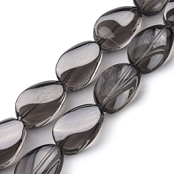 Transparent Electroplate Glass Beads Strands, Pearl Luster Plated, Teardrop, Dark Gray, 18.5x12.5x6mm, Hole: 1mm, about 40pcs/strand, 29.29 inch(74.4cm)(EGLA-C001-PL03)