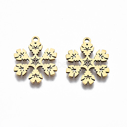 201 Stainless Steel Pendants, Laser Cut, Christmas Snowflake, Golden, 16.5x13.5x1mm, Hole: 1.4mm(STAS-Q240-027G)