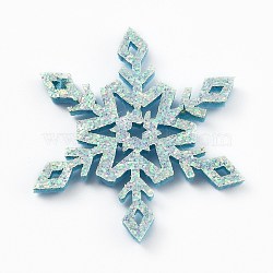 Snowflake Felt Fabric Christmas Theme Decorate, with Glitter Gold Powder, for Kids DIY Hair Clips Make, Dark Turquoise, 4.15x3.65x0.25cm(DIY-H111-A05)