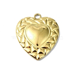 Ion Plating(IP) 304 Stainless Steel Pendants, Heart Charm, Real 18K Gold Plated, 27x23x3.5mm, Hole: 2.5mm(STAS-B058-16G-02)