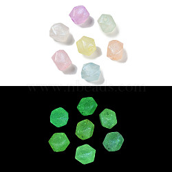 Luminous Transparent Acrylic Beads, with Glitter Power, Glow in the Dark, Rhombus, Mixed Color, 13x11x11mm, Hole: 2.5mm(LACR-U001-02)