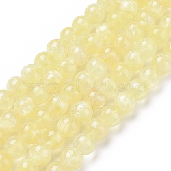 Electroplated Natural Yellow Selenite Beads Strands, Round, 6.5x6mm, Hole: 1mm, about 66pcs/strand, 15.75''(40cm)(G-N328-025C-03-1)