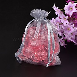 Organza Gift Bags with Drawstring, Jewelry Pouches, Wedding Party Christmas Favor Gift Bags, Gray, Size: about 8cm wide, 10cm long(OP-002-4)