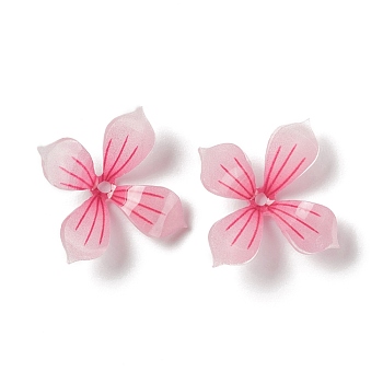 Opaque Resin Bead Caps, 4-Petal, Flower, Deep Pink, 16.5x16x8mm, Hole: 1.5mm