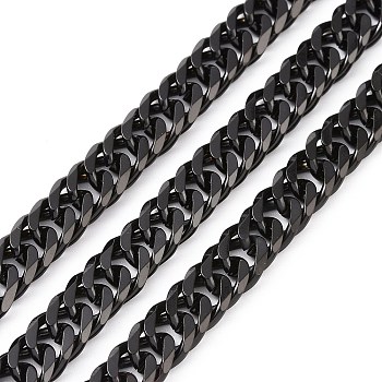 304 Stainless Steel Cuban Link Chains,  Unwelded, Electrophoresis Black, 8x6x2mm