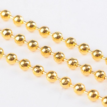 Iron Ball Chains, Soldered, Golden, with Spool, Bead: 2.4mm, about 328.08 Feet(100m)/roll