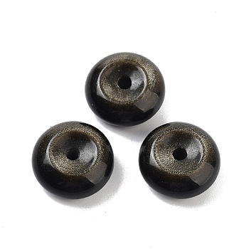 Natural Golden Sheen Obsidian Beads, Rondelle, 15x7mm, Hole: 2mm