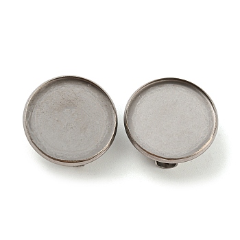 304 Stainless Steel Brooch Base Settings, Flat Round, Stainless Steel Color, 19.5x2mm, Tray: 18mm