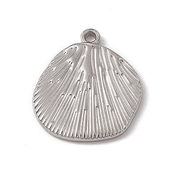 304 Stainless Steel Pendants, Shell Charm, Stainless Steel Color, 18x16.5x2mm, Hole: 1.4mm