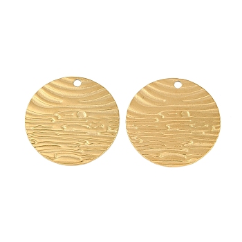 Ion Plating(IP) 304 Stainless Steel Pendants, Flat Round Charm, Real 18K Gold Plated, 30.5x1mm, Hole: 2.3mm