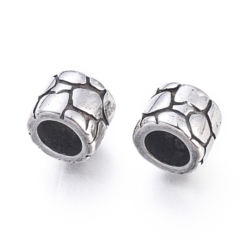 304 Stainless Steel European Beads, Large Hole Beads, Column, Antique Silver, 5.7x7mm, Hole: 4.5mm