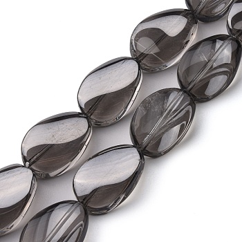 Transparent Electroplate Glass Beads Strands, Pearl Luster Plated, Teardrop, Dark Gray, 18.5x12.5x6mm, Hole: 1mm, about 40pcs/strand, 29.29 inch(74.4cm)