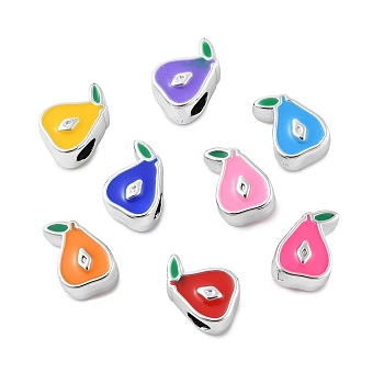 CCB Plastic European Beads, Large Hole Beads, Enamel Style, Pear, 14x10.5x9mm, Hole: 5mm