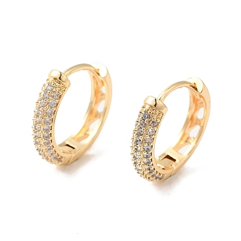 Ring Cubic Zirconia Hoop Earrings, Brass Jewelry for Women, Golden, 16x3.5mm