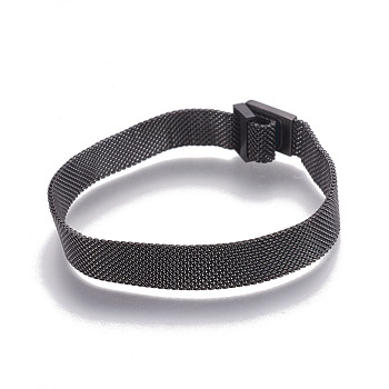 Iron Mesh Chain Bracelet Making, with Magnetic Clasps, Fit Slide Charms, Gunmetal, 9-1/8 inch(23cm), 10x1.5mm