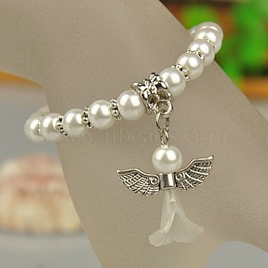 Bracelets d'ange belle avec robe de mariée pour les enfants(BJEW-JB00727)-3