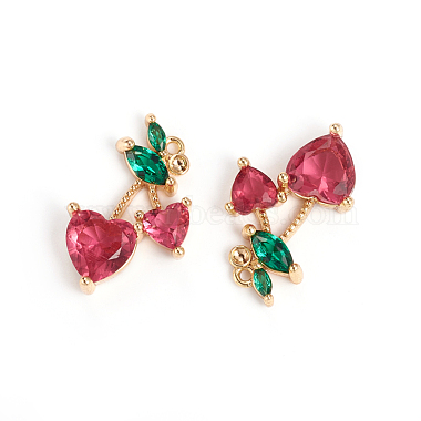 Real Gold Plated Cerise Cherry Brass+Cubic Zirconia Pendants