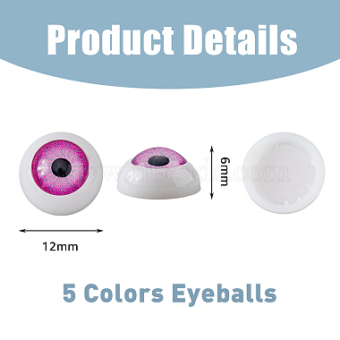 100Pcs 5 Colors Plastic Craft Hollow Eyeballs(DIY-DC0002-53)-2