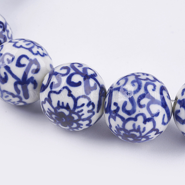 Perles en porcelaine bleue et blanche manuelles(X-PORC-G002-13)-2