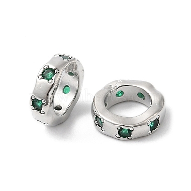 Green Ring Brass+Cubic Zirconia Beads