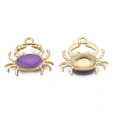 Light Gold Medium Purple Crab Alloy+Enamel Pendants