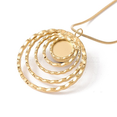 Natural Quartz Flat Round Pendant Necklace with 304 Stainless Steel Snake Chain(NJEW-K244-06G)-4