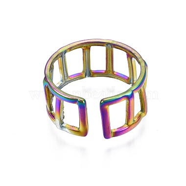 304 Stainless Steel Rectangle Cuff Ring(RJEW-N038-086)-3