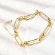 Rectangle Brass Link Chain Bracelets for Women(BJEW-F531-03G)-3