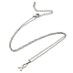 201 Stainless Steel Ribbon Knot Pendant Necklace with Cable Chains(NJEW-Q317-24P)-1