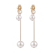 Aretes colgantes con perla de concha doble(EJEW-TA00070)-1