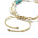 Synthetic Turquoise(Dyed) Starfish & Natural Shell & Glass Pearl Braided Bead Bracelet(X-BJEW-TA00218)-4