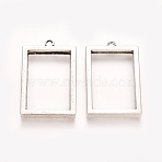 Rack Plating Alloy Photo Locket Pendants, Rectangle, Antique Silver, 37x24x4mm, Hole: 29x19mm(PALLOY-WH0068-03AS)