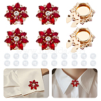 Alloy Cufflinks & 4-Hole Plastic Buttons, with Alloy Rhinestone, Golden, Flower & Flat Round, Ruby, 27mm & 11x2mm, 26pcs/set(HJEW-NB00250)